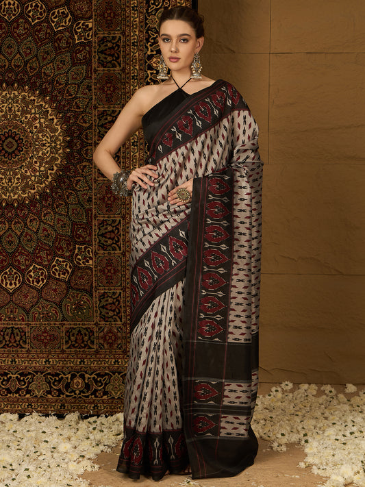 black and white Womaniya Bhagalpuri Saree