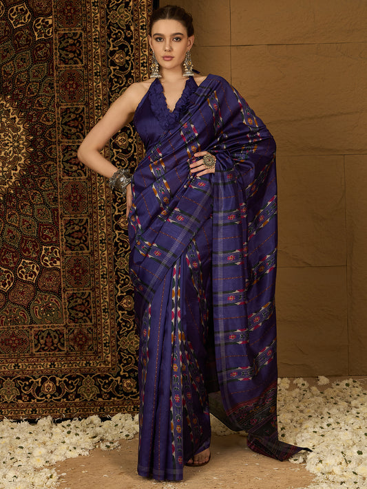 Blue Womaniya Bhagalpuri Saree