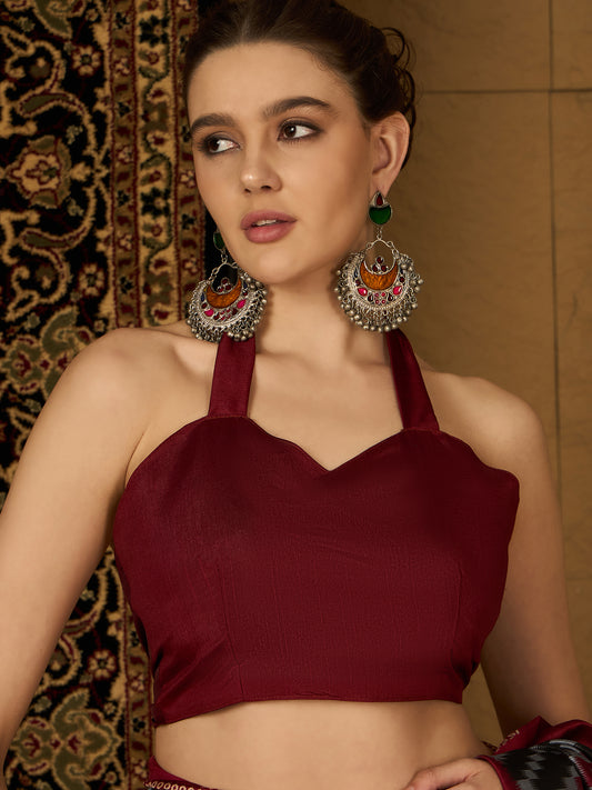 black and red Womaniya Bhagalpuri Saree