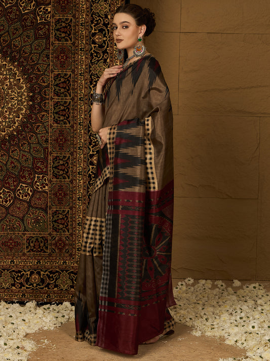 Brown Womaniya Bhagalpuri Saree