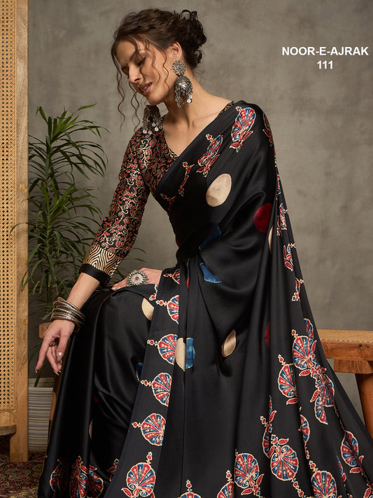 Printed Bagru Crepe Silk Saree