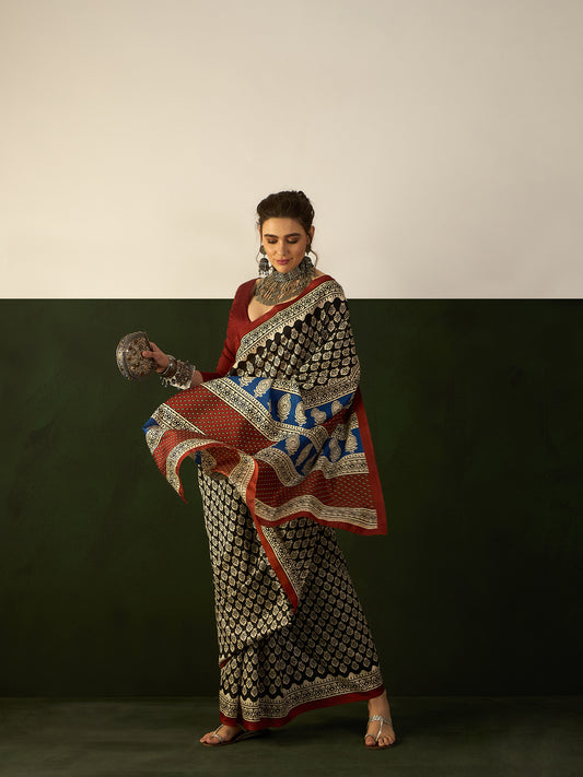 Apple Womaniya Bhagalpuri Silk Printed Saree