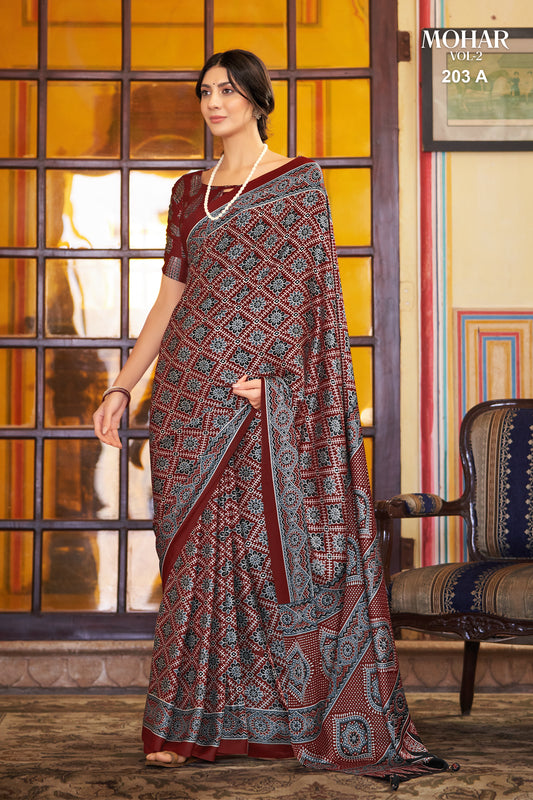 Apple Mohar Crepe Printed Designer Saree
