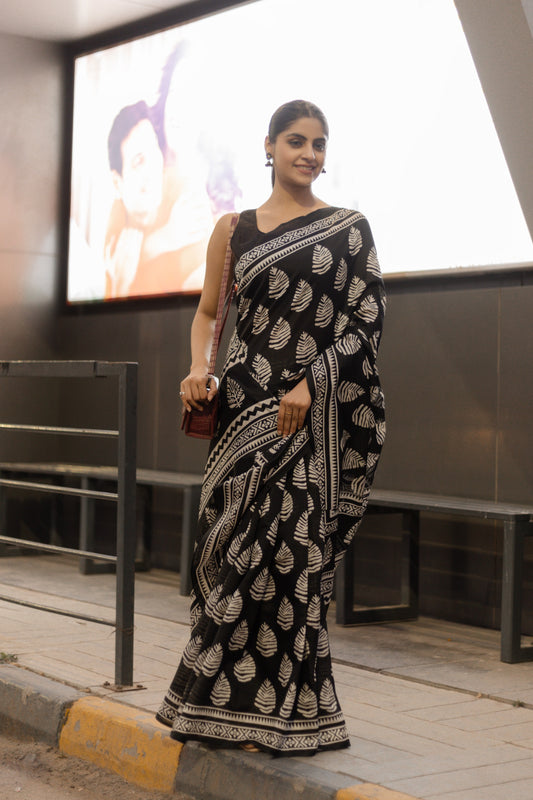 Womaniya Bhagalpuri Silk Hand Block Print Saree