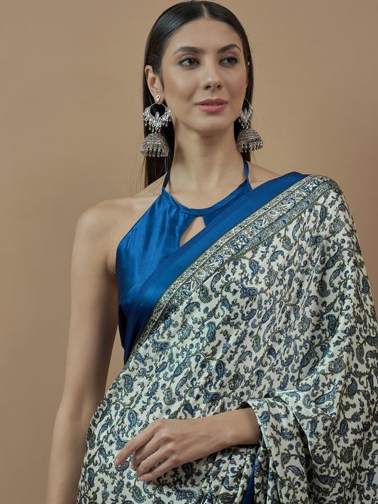 Mohar Silk Blend Light Blue Saree