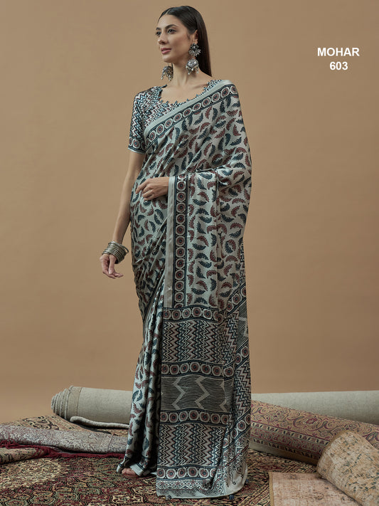 Mohar Women's Kalamkari Handblock Mulmul Cotton Saree