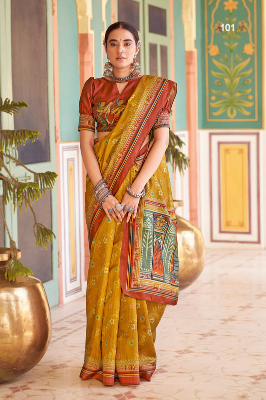 Rajmahal Dusky Yellow Saree