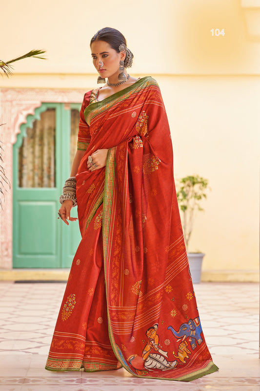 Rajmahal Gaaj Kanya print Saree