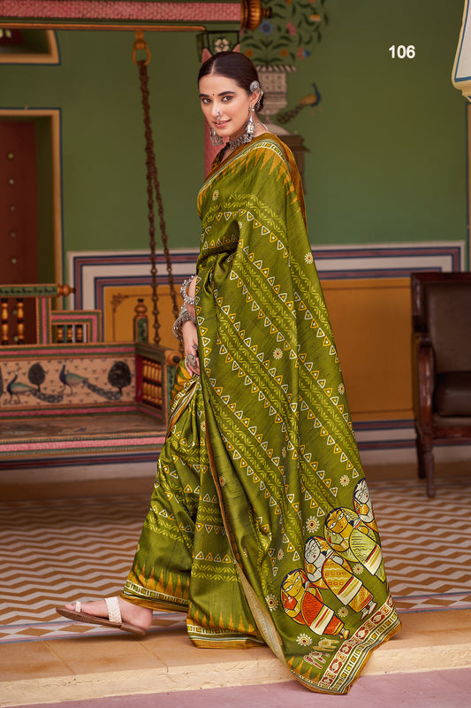 Rajmahal Olive Green Saree