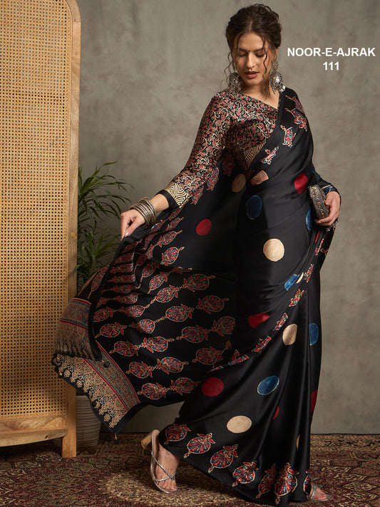 Printed Bagru Crepe Silk Saree