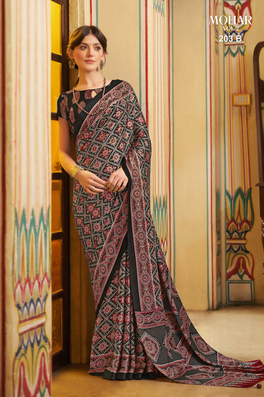 Mohar Satrani Women'S Poly Jute Floral Printed Saree