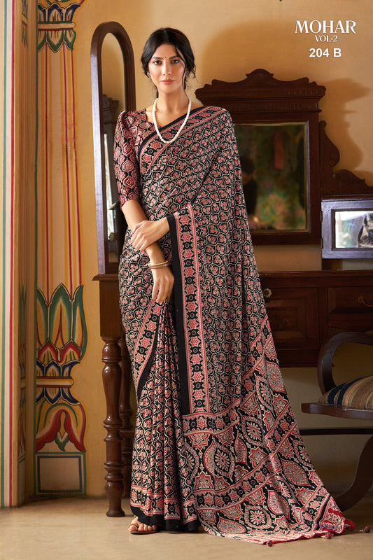 Mohar Coffee Bandhani Ready to Wear Saree
