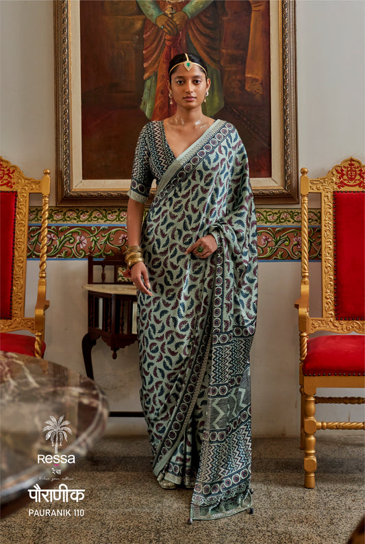 PAURANIK Multicolor Satin Saree Saree